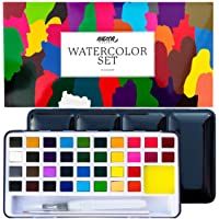 Set Acuarelas Profesionales 36 Colores Nazca Colors – Caja Metálica + Pincel y Aqua Brush – Kit Portátil Ideal para…